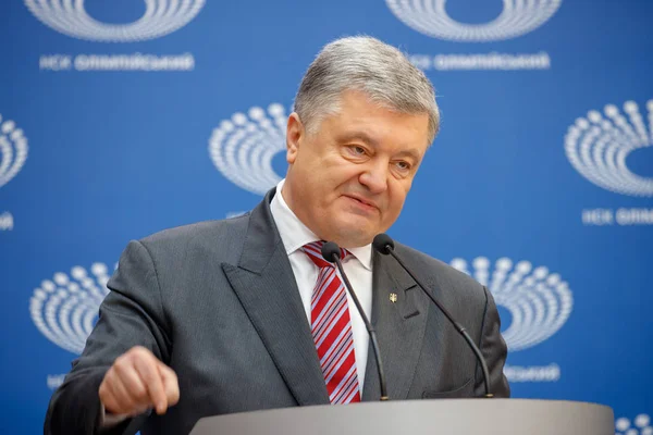 Kiev Ukraina Apr 2019 Ukrainas President Petro Poroshenko Besök Nsc — Stockfoto