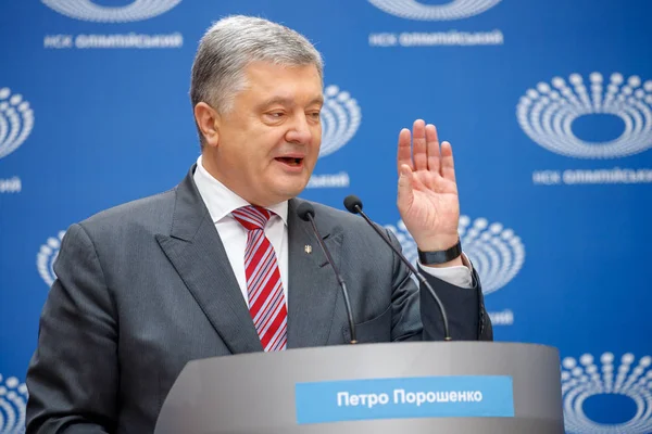 Kiev Ukraina Apr 2019 Ukrainas President Petro Poroshenko Besök Nsc — Stockfoto