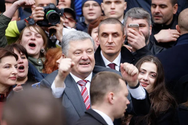 Kijev Ukrajna Ápr 2019 Ukrajna Elnöke Petro Poroshenko Látogatások Nsc — Stock Fotó