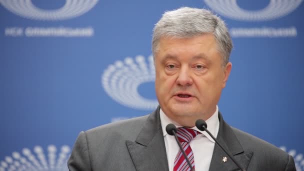 Kiev Ukraine Apr 2019 President Ukraine Petro Poroshenko Visits Nsc — Stock Video