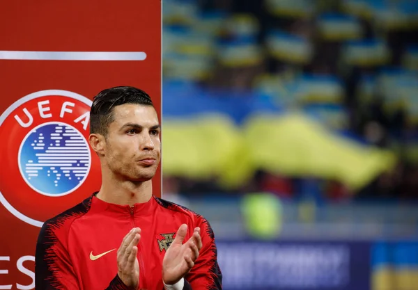 Kijów Ukraina Października 2019 Cristiano Ronaldo Portugalii Podczas Uefa Euro — Zdjęcie stockowe