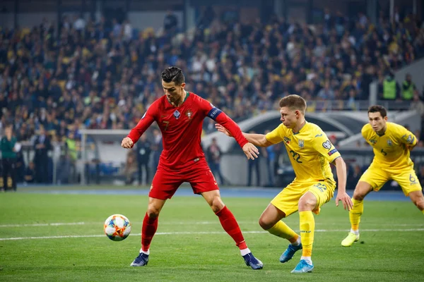 Kyjev Ukrajina Října 2019 Portugalský Cristiano Ronaldo Během Uefa Euro — Stock fotografie