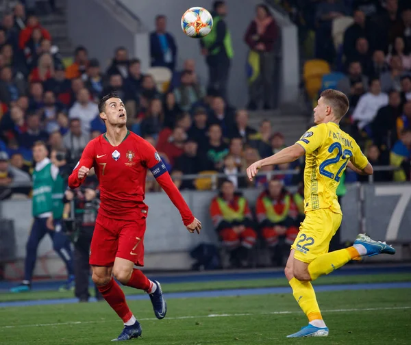 Kyiv Ukrayna Ekim 2019 Portekizli Cristiano Ronaldo Uefa Euro 2020 — Stok fotoğraf