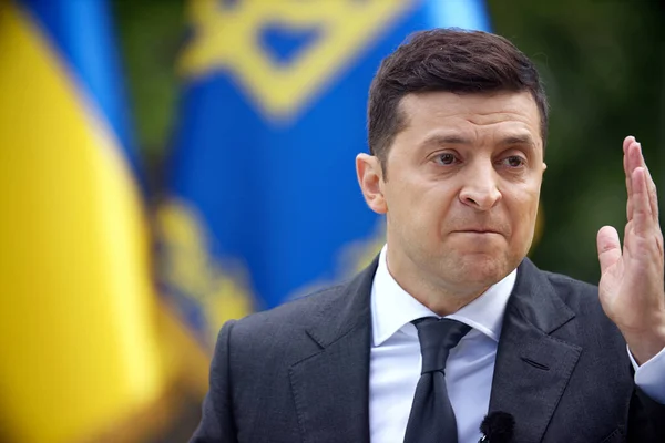 Kiev Ukraine May 2020 Press Conference President Ukraine Volodymyr Zelensky — Stock Photo, Image