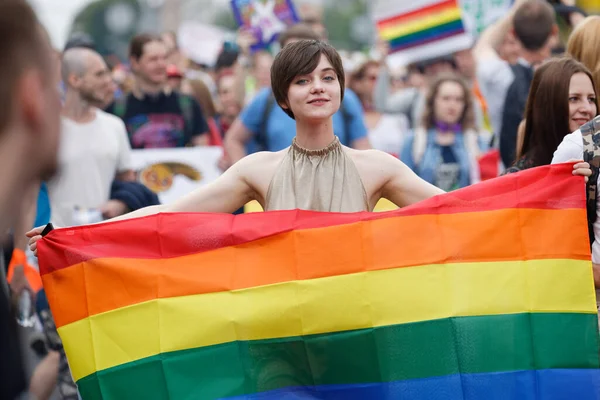 Kyiv Ukraine Juin 2018 Des Gens Avec Des Drapeaux Arc — Photo