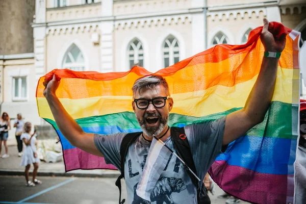 2019 Kyiv Ukraine June 2019 Man Rainbow Flag Attend Equality — 스톡 사진