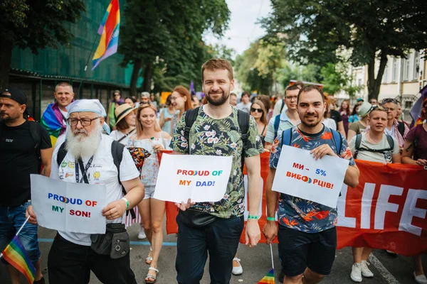 Kyiv Ukraine June 2019 People Sign Proud Son Attend Equality — Stock Photo, Image