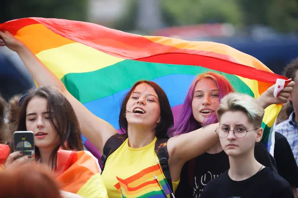 Les Gens Assistent Marche Pour Égalité Organisée Par Communauté Lgbt — Photo