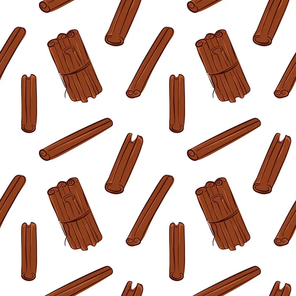 Düz tarçın desenli, beyaz arka planda düz bir desen. Baharat paketleme, mutfak duvar kağıdı, bitkisel arka plan ve organik dekor için mükemmel.