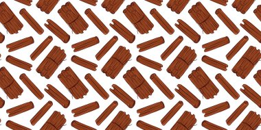 Kusursuz tarçın deseni düz bir şekilde demetlenir. Baharat dükkanı paketi, mutfak dekorasyonu ve mevsimlik ya da yemek tarifi tasarımı projesi için mükemmel