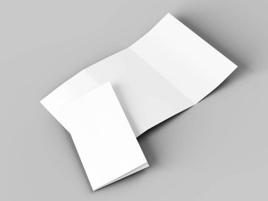 A4 formatında üç kat broşür açın mockup.3d illustartion