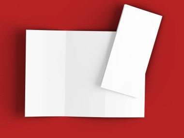 A4 formatında üç kat broşür açın mockup.3d illustartion