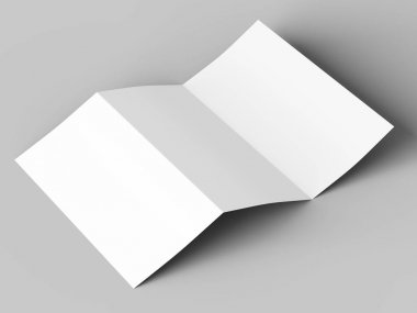 A4 formatında üç kat broşür açın mockup.3d illustartion