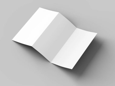 A4 formatında üç kat broşür açın mockup.3d illustartion