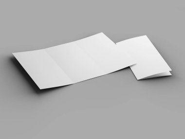 A4 formatında üç kat broşür açın mockup.3d illustartion
