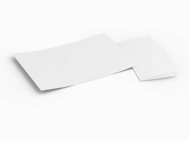 A4 formatında üç kat broşür açın mockup.3d illustartion