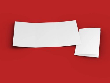 A4 formatında üç kat broşür açın mockup.3d illustartion