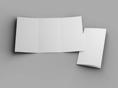 A4 formatında üç kat broşür açın mockup.3d illustartion