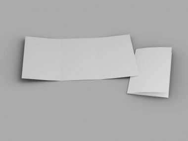 A4 formatında üç kat broşür açın mockup.3d illustartion