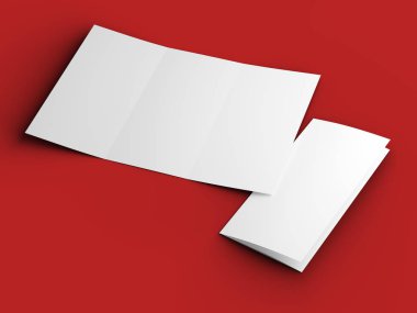 A4 formatında üç kat broşür açın mockup.3d illustartion