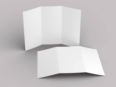 A4 formatında üç kat broşür açın mockup.3d illustartion