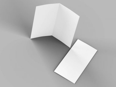Dl formatında açık kat broşürü - mock up - 3d illustartion 
