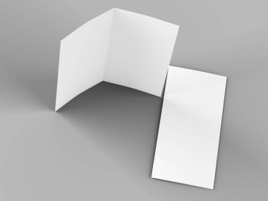 Dl formatında açık kat broşürü - mock up - 3d illustartion 