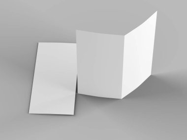 Dl formatında açık kat broşürü - mock up - 3d illustartion 