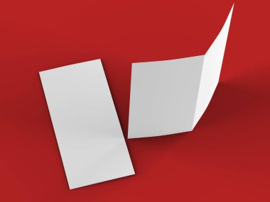 Dl formatında açık kat broşürü - mock up - 3d illustartion 