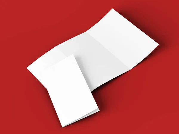 A4 formatında üç kat broşür açın mockup.3d illustartion