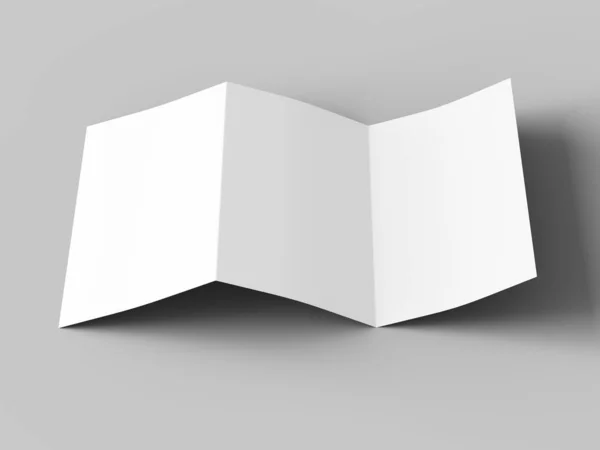 A4 formatında üç kat broşür açın mockup.3d illustartion