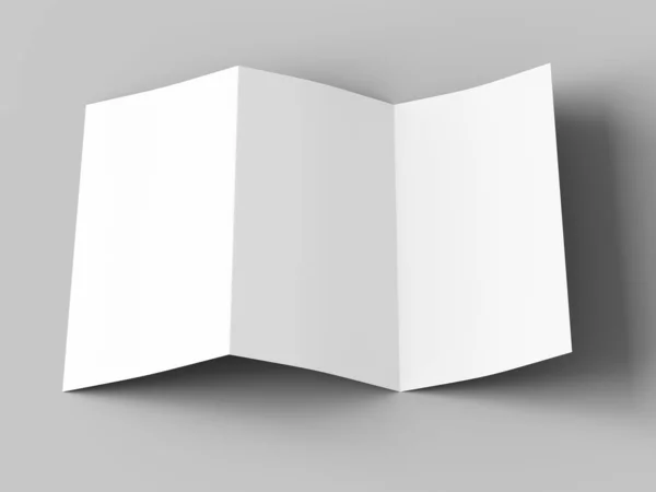 A4 formatında üç kat broşür açın mockup.3d illustartion