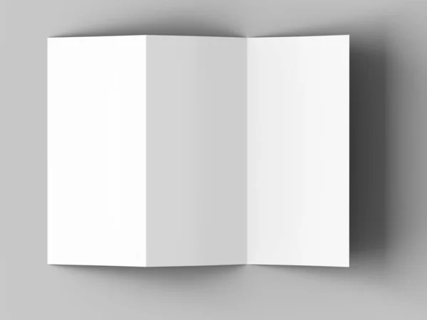 A4 formatında üç kat broşür açın mockup.3d illustartion