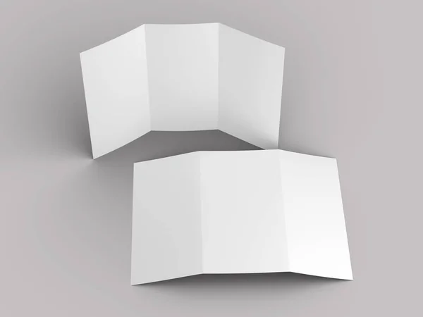 A4 formatında üç kat broşür açın mockup.3d illustartion