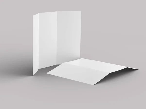 Otwórz Potrójnie Składany Papier Broszurę Formacie Makieta Ilustracja — Zdjęcie stockowe