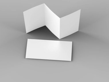 A4 formatında üç kat broşür açın mockup.3d illustartion