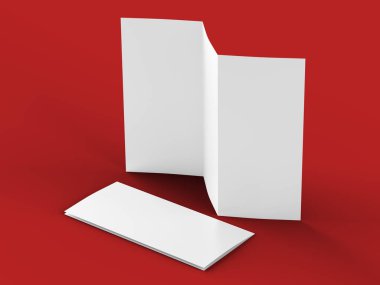 A4 formatında üç kat broşür açın mockup.3d illustartion