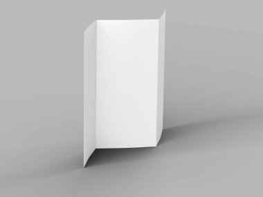 A4 formatında üç kat broşür açın mockup.3d illustartion