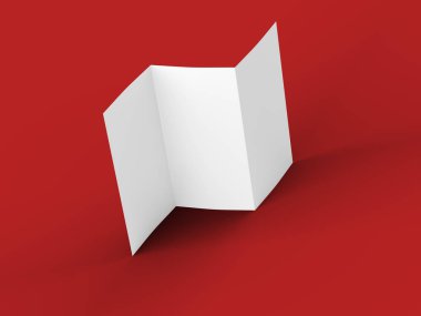 A4 formatında üç kat broşür açın mockup.3d illustartion