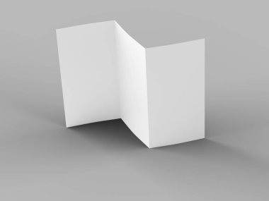 A4 formatında üç kat broşür açın mockup.3d illustartion