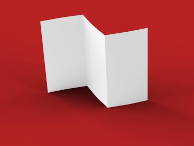 A4 formatında üç kat broşür açın mockup.3d illustartion