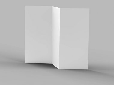 A4 formatında üç kat broşür açın mockup.3d illustartion