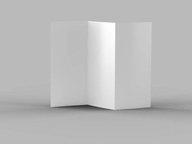 A4 formatında üç kat broşür açın mockup.3d illustartion