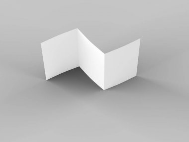 A4 formatında üç kat broşür açın mockup.3d illustartion