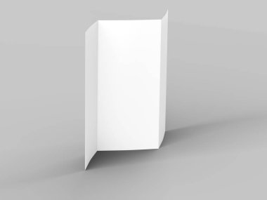 A4 formatında üç kat broşür açın mockup.3d illustartion