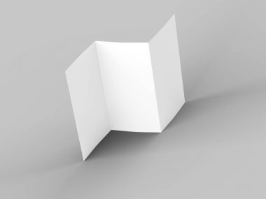 A4 formatında üç kat broşür açın mockup.3d illustartion