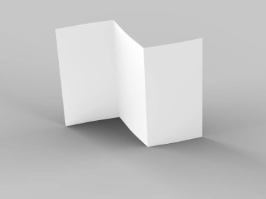 A4 formatında üç kat broşür açın mockup.3d illustartion