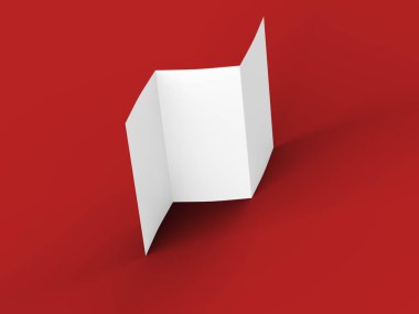 A4 formatında üç kat broşür açın mockup.3d illustartion