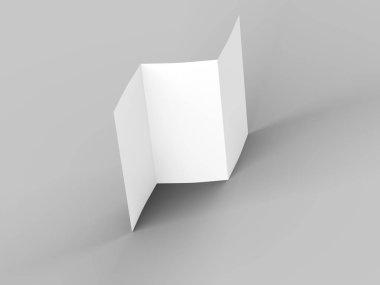 A4 formatında üç kat broşür açın mockup.3d illustartion