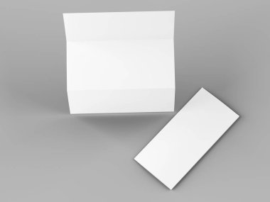 A4 formatında üç kat broşür açın mockup.3d illustartion